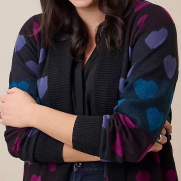 🆕💜Heart Plush Duster Tie Front Cardigan Sweater 1 1X 14 16 NWT Torrid New! - Picture 2 of 5